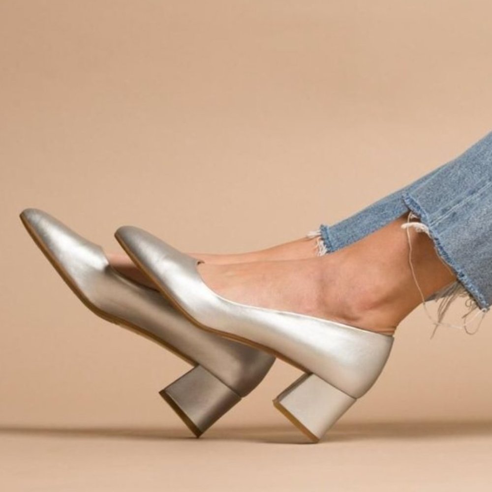 NICORA Silver Tarana Block Day Heel size 37